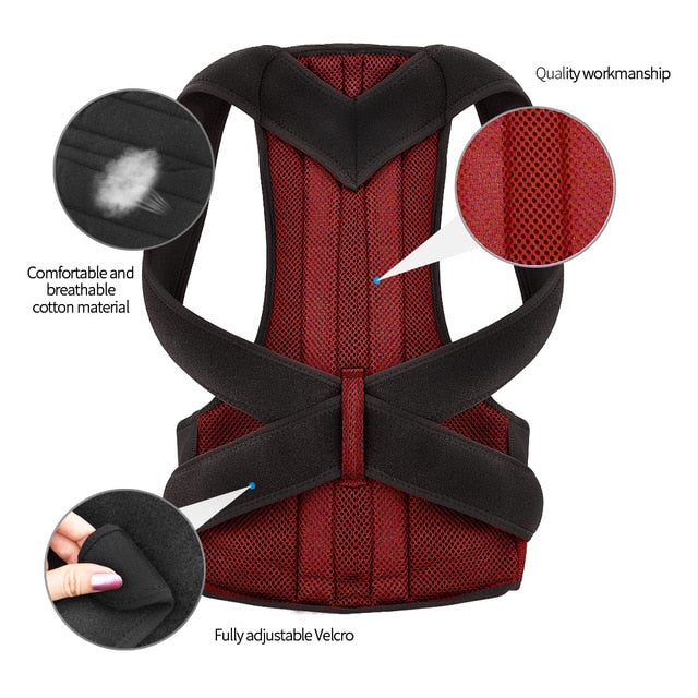 Back Waist Posture Support Adjustable Adult  Belt Waist Trainer Shoulder Lumbar Brace Spine Support Belt Vest
