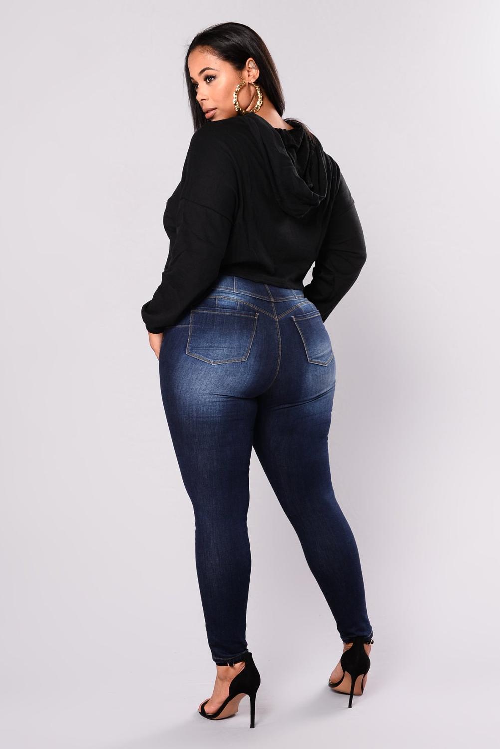 Women's Plus Size High Waist Jeans Casual Denim Jeans High Quality Pants