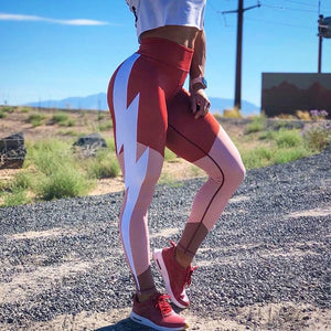 Lightning Printing Women's Sexy Leggings Orange Sporting Fitness Pants High Waist Push Up Workout Leggings