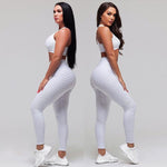 Lade das Bild in den Galerie-Viewer, Women&#39;s sports yoga suit high waist hips leggings trousers backless yoga clothes gym workout fitness set sportswear 2 pieces
