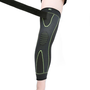 Hot elastic yellow-green stripe sports lengthen knee pad leg sleeve non-slip bandage compression leg warmer for men and women