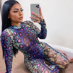 Load image into Gallery viewer, Women&#39;s  Serpentine Fitnesswear Print O-neck Long Sleeve Jumpsuit
