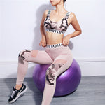 이미지를 갤러리 뷰어에 로드 , Women&#39;s Yoga Set Gym Fitness Camouflage Sports Suit Bra &amp; Pants Mesh High Elastic Workout Sportswear
