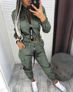 Cargar imagen en el visor de la galería, Women&#39;s Long Sleeve Zipper Top &amp; Pants Streetwear Track Suit Casual 2 Piece Set
