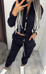 Load image into Gallery viewer, Women&#39;s Long Sleeve Zipper Top &amp; Pants Streetwear Track Suit Casual 2 Piece Set
