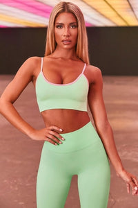 Women's Sleeveless Crop Top High Waist Workout Gym Fitness Two Piece Set