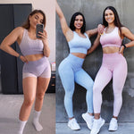 Load image into Gallery viewer, Women&#39;s Seamless Sport Set  2 Two Piece Crop Top Bra Leggings Workout Outfit Fitness Gym Suit Sport Wear Yoga Sets
