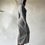Загрузить изображение в средство просмотра галереи, Women&#39;s Fashion Casual Outfits Long Sleeve Hooded Patchwork Maxi Dress
