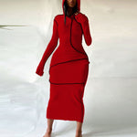 Загрузить изображение в средство просмотра галереи, Women&#39;s Fashion Casual Outfits Long Sleeve Hooded Patchwork Maxi Dress

