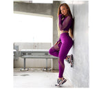 Загрузить изображение в средство просмотра галереи, Seamless Yoga Set Sport Outfits Women&#39;s Hollow Long Sleeve Crop top Leggings Workout Wear Gym Suit Fitness Sets
