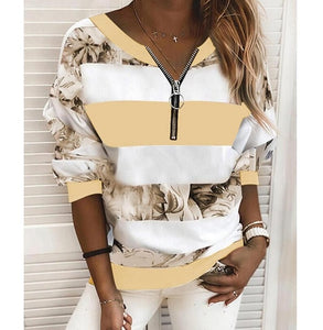 Women's Blouse Shirt Striped Color Block Long Sleeve Print V Neck Tops Basic Top Blue Yellow Blushing Pink