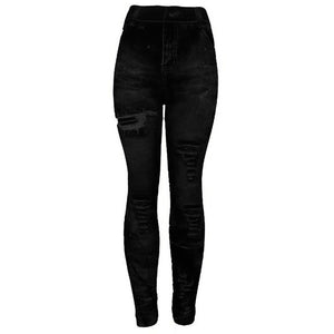 Gym Fitness fitness Sportswear High Waist Slim Elastic Pencil Pants Sport Push Up Imitation Distressed Denim Jeans