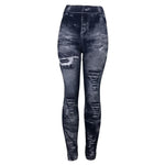 Load image into Gallery viewer, Gym Fitness fitness Sportswear High Waist Slim Elastic Pencil Pants Sport Push Up Imitation Distressed Denim Jeans
