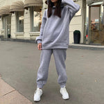 Load image into Gallery viewer, Gym Fitness Elegant Solid Sets For Women Warm Hoodie Sweatshirts And Long Pant Fashion Two Piece Sets
