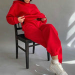 Cargar imagen en el visor de la galería, Gym Fitness Elegant Solid Sets For Women Warm Hoodie Sweatshirts And Long Pant Fashion Two Piece Sets
