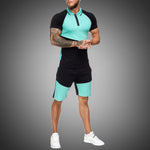 Charger l&#39;image dans la galerie, Men&#39;s Casual Sportswear Set Side Pockets Fitness Shorts+T shirt
