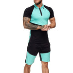 이미지를 갤러리 뷰어에 로드 , Men&#39;s Casual Sportswear Set Side Pockets Fitness Shorts+T shirt
