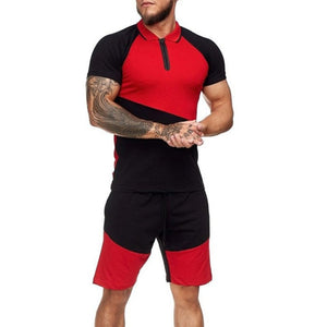Men's Casual Sportswear Set Side Pockets Fitness Shorts+T shirt