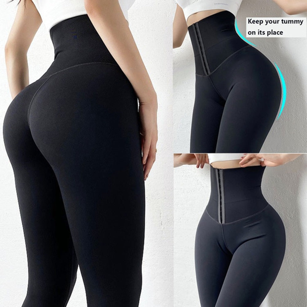 Women's High Waist Compression Pants Tummy Control Leggings Workout Running Rear Lift Textured Tights