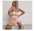 Load image into Gallery viewer, Gym Fitness Yoga Set High Waist Athletic Leggings &amp; Top Tie Dyeing Workout Sportswear
