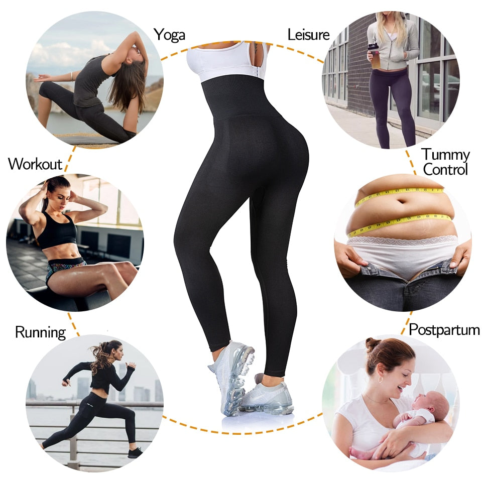 Women's High Waist Trainer Sports Leggings Gym Fitness Compression Tights Tummy Control Workout Legging Slimming Shaper