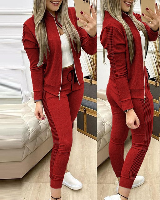 Gym Fitness Elegant Solid Sets For Women's Top And Pants Casual Sport Track Sets