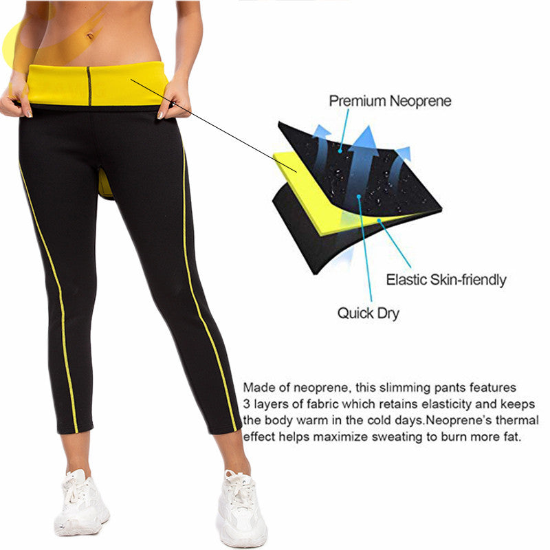 Women's High Waist Neoprene Sauna Slimming Pants Gym Fitness Workout Hot Thermos Sweat Sauna Leggings