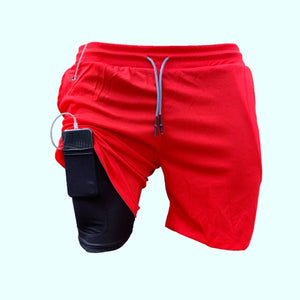 Men's 2 in 1 Training Gym Fitness Shorts  Joggers Sports Workout Shorts