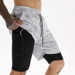 Charger l&#39;image dans la galerie, Men&#39;s 2 in 1 Training Gym Fitness Shorts  Joggers Sports Workout Shorts
