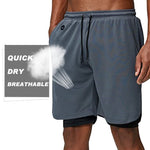 이미지를 갤러리 뷰어에 로드 , Men&#39;s Gym Fitness Training &amp; Casual Sports Shorts Quick Dry Workout jogging Double Deck Pants
