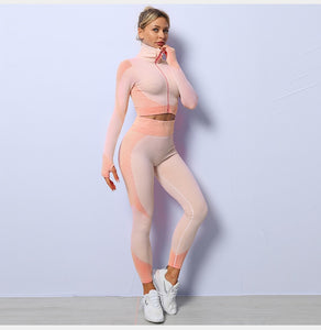 Women's Yoga Set Gym Fitness Clothing Sports Running Clothes Yoga Top+ Leggings Seamless Gym Yoga Bra Suits