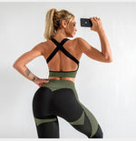 이미지를 갤러리 뷰어에 로드 , Women&#39;s Yoga Set Gym Fitness Clothing Sports Running Clothes Yoga Top+ Leggings Seamless Gym Yoga Bra Suits

