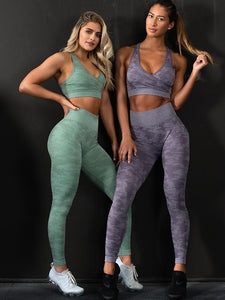 Women's Camouflage Gym Fitness Suit Push Up Sportswear Gym Clothing Workout Sports  Set Yoga Ready