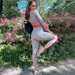 Load image into Gallery viewer, Women&#39;s Seamless Yoga Set Gym High Waist Leggings Shirts Top Suit Sportswear Set
