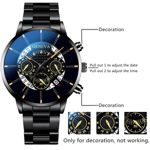 Spectacular Calendar Watch  Stainless Steel Quartz Movement Wrist Watch Relogio Masculino