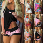 Load image into Gallery viewer, Gym Fitness Elegant Women&#39;s Pajamas Sets 2 Piece Lace Underwear Top &amp; Shorts Sleepwear
