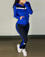 Cargar imagen en el visor de la galería, Women&#39;s Crop Top &amp; High Waist Pants &amp; Hooded Set Casual 3 Piece Workout Set Gym Fitness Outfits
