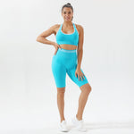 Lade das Bild in den Galerie-Viewer, Women&#39;s 2 Piece Yoga Suit Sets Sport Bra Tops Seamless Shorts Gym Fitness Clothes Athletic Sportswear Set
