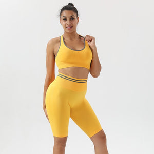 Women's 2 Piece Yoga Suit Sets Sport Bra Tops Seamless Shorts Gym Fitness Clothes Athletic Sportswear Set
