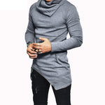 Charger l&#39;image dans la galerie, Gym Fitness Solid Men&#39;s  Long Sleeve Sweatshirt Turtleneck Top Hoodie Hem Pocket
