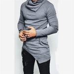Charger l&#39;image dans la galerie, Gym Fitness Solid Men&#39;s  Long Sleeve Sweatshirt Turtleneck Top Hoodie Hem Pocket
