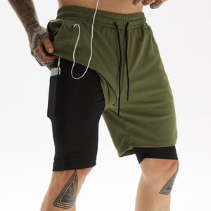 Men's Gym Fitness Training & Casual Sports Shorts Quick Dry Workout jogging Double Deck Pants