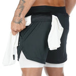 Cargar imagen en el visor de la galería, Men&#39;s Gym Fitness Training &amp; Casual Sports Shorts Quick Dry Workout jogging Double Deck Pants
