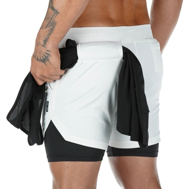 Men's Gym Fitness Training & Casual Sports Shorts Quick Dry Workout jogging Double Deck Pants