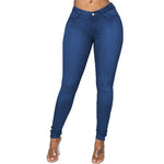 Charger l&#39;image dans la galerie, Women&#39;s High Waist Stretch Denim Jeans Cotton  Zipper Blue Trousers
