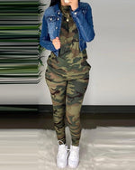 Cargar imagen en el visor de la galería, Gym Fitness Women&#39;s Two-Piece Set Sportswear  Camouflage Half Sleeve Top &amp; Fitted Pants Set
