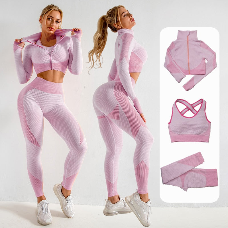 Women's Yoga Set Gym Fitness Clothing Sports Running Clothes Yoga Top+ Leggings Seamless Gym Yoga Bra Suits
