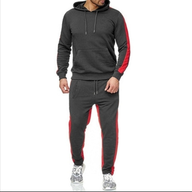 Gym Fitness Men's Tracksuit Sweatshirt Pants Hoodies and Sweatpants Two Pieces Sets Sportswear High Quality