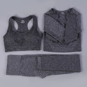 Women's  2/3 piece Yoga Set Workout Sportswear Gym Clothing Fitness Casual Crop Top High Waist Running Sports Suits