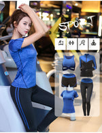 Cargar imagen en el visor de la galería, Gym Fitness Yoga Sets Lady&#39;s Shirt Pants Running Tight Jogging Workout Yoga Leggings Sport Suits
